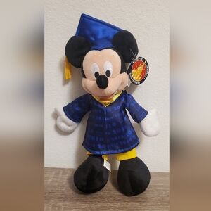 Disney Parks 2010 Graduation Mickey Mouse Plush - Blue and Black